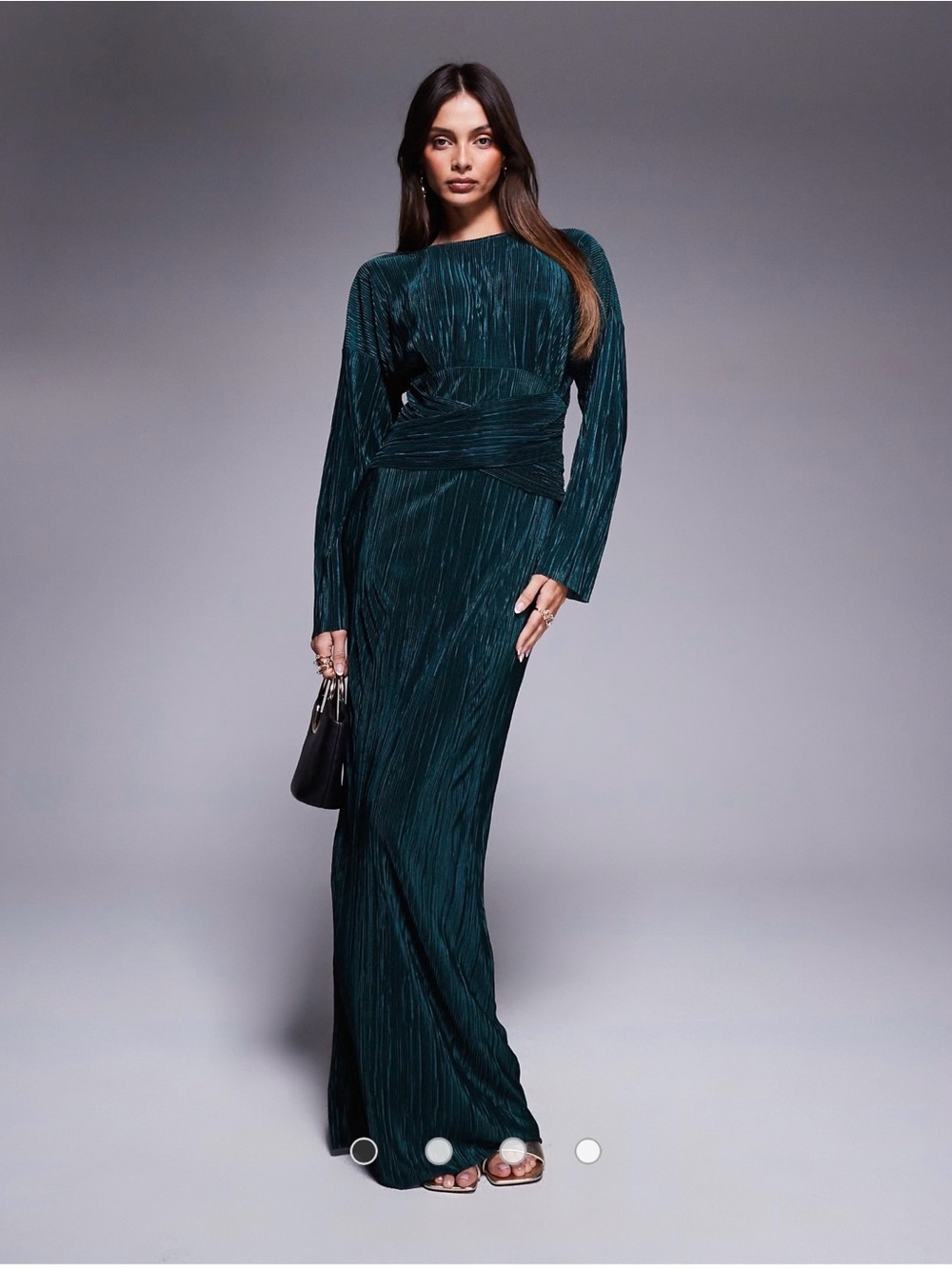 ASOS Dark Teal Long Sleeve Maxi Dress